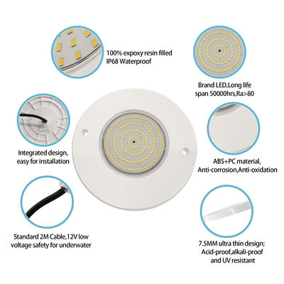 Piscine sous-marine lumineuse DIA160MM DC12V 10W entièrement en plastique SMD2835 108pcs