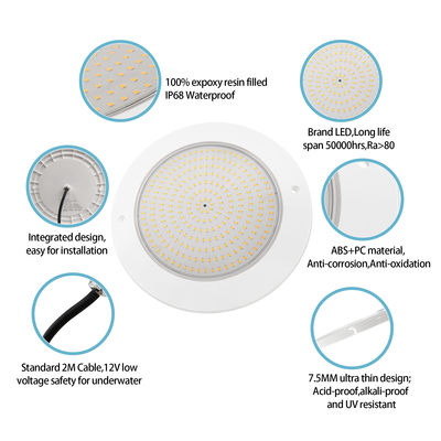 Lumière de piscine remplie de résine DIA120MM AC12V 10W entièrement en plastique SMD2835 63PCS Voltage constant