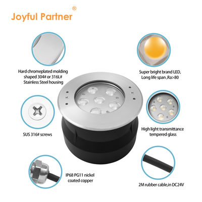 Lumière LED sous-marine 24 Volts 6W 12W en acier inoxydable 316 avec blanc frais avec manche de montage en plastique pour piscine