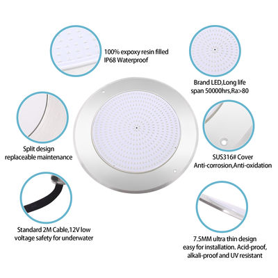 IP68 LED PAR56 Lumière de piscine RGB Changement de couleur 12VDC AC 35W DIA280mm SMD2835 432pcs Avec le paquet de couleur