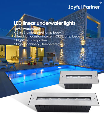 Éclairage subaquatique IP68 RGB couleur acier inoxydable 316L 6*2W DC24V DMX 512 Contrôlable pour rideaux d'eau