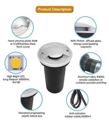 IP67 LED marche au-dessus de la lumière souterraine 1W 2W 3W un deux quatre façons de lumière souterraine