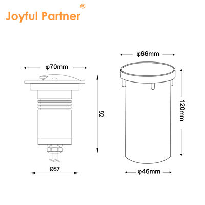 IP67 Disque sur les lumières souterraines 100-240VAC LED monocouleur étanche à l'eau avec boîte arrière en plastique