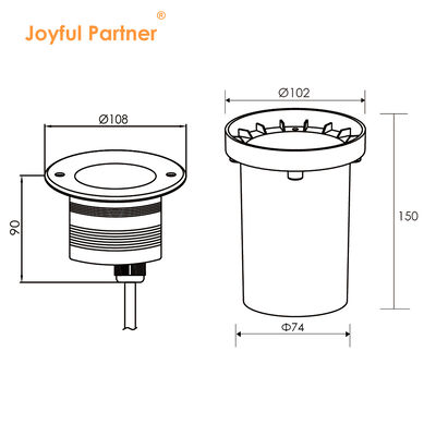 Lumières de jardin LED souterraines 3W 6W 9W DC12V-24V DIA108MM avec angle de rayon 30 degrés