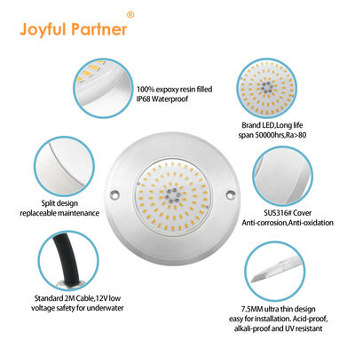 Lumières LED de piscine 316 en acier inoxydable PAR56 pleine résine remplie IP68