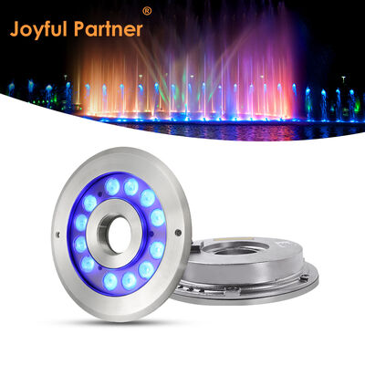 Lumière de fontaine LED DMX 512 montée en retrait IP68 12W 24W RGB Jet d'eau en acier inoxydable