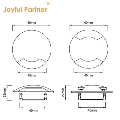 Projecteur encastré LED latéral 1W 3W 12V-24VDC Aluminium pur 6063# Boîtier
