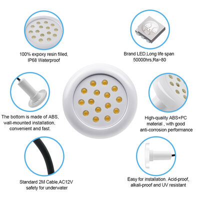 Lampe de piscine AC12V RGB sous-marine 6W SMD5050 Boîtier PC Décor avec télécommande 18 touches