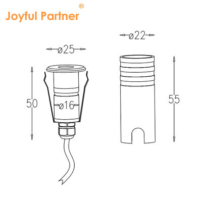 LED Uplight 316 Couverture en acier inoxydable Corps de lampe en aluminium Verre trempé IP67 1W Blanc chaud 3000K