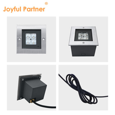 Square Steel Inground Up Light AC100-240V 4*2W LED 316 Trim en acier inoxydable avec 0.5M câble électrique