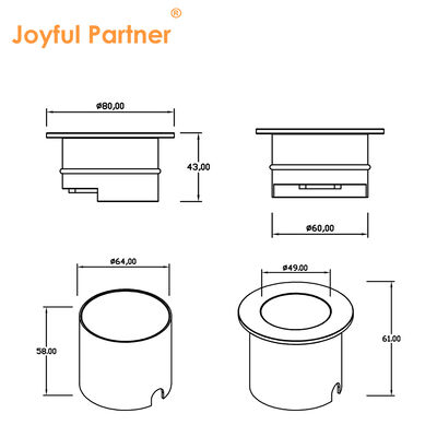 Éclairage souterrain à LED Conception anti-éblouissement profonde Aluminium pur 6063# Boîtier 4W LED Blanc Chaud
