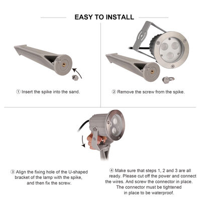Spots LED IP65 en aluminium avec douille GU10, câble de 0,5 m pour éclairage extérieur de jardin et de chemin