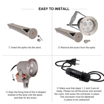 Projecteurs de jardin LED étanches avec ampoule GU10 MR16 LED à piquet en plastique pour jardin