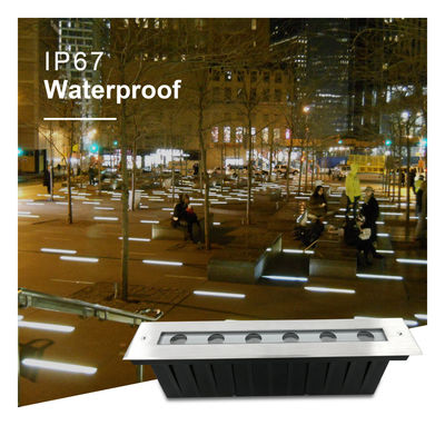 IP67 imperméable à l'eau Lumière linéaire sous terre SS Couverture blanche chaude 12W DMX512 Couverture avant en acier inoxydable
