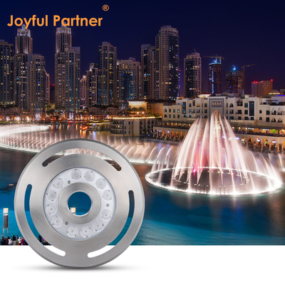 Projecteur de fontaine LED submersible IP68 12W 24W 36W Blanc chaud Bleu RVB Acier inoxydable 316L Avec diamètre 285mm